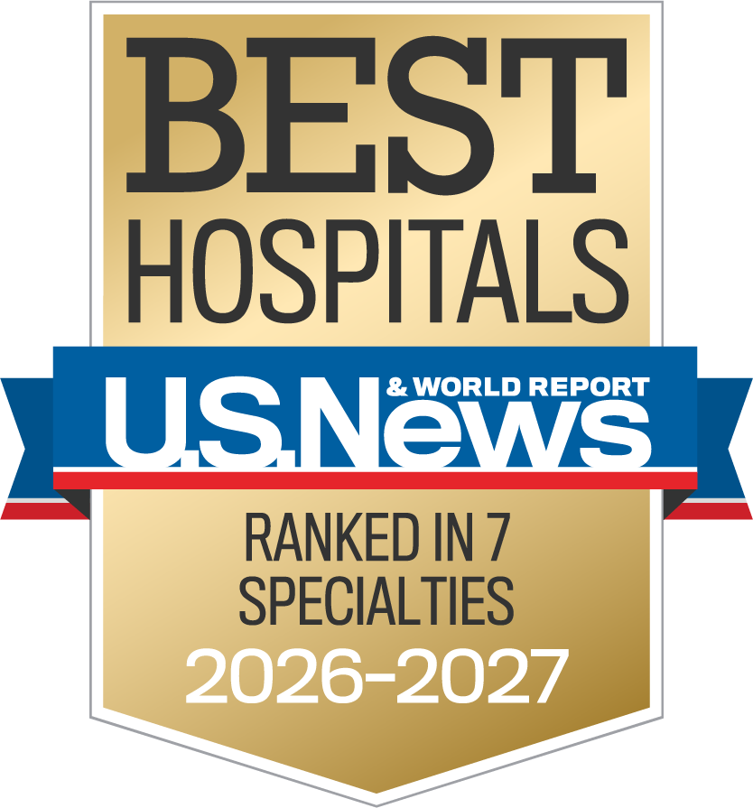 U.S. News & World Report Gold badge recognizing Tampa General Hospital as nationally ranked in 7 specialties 2026-27